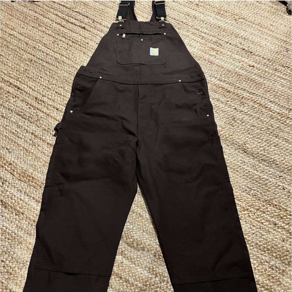 NEW Firm Insulated Black CARHARTT OVERALLS BIBS Size 40 X 33 Mens / Womens